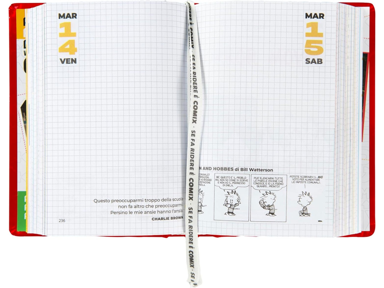 Diario agenda Comix mignon 16 mesi con copertina rigida, rosso, anno 2024/25, 9x12,5 cm