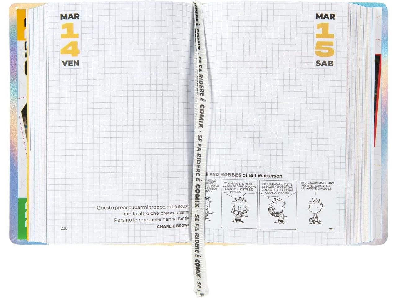 Diario agenda Comix mignon 16 mesi con copertina rigida iridescente, anno 2024/25, 9x12,5 cm