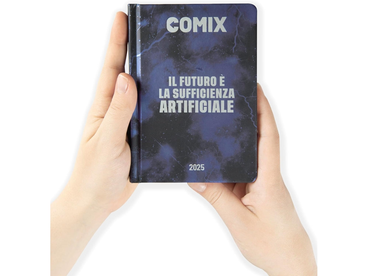 Diario agenda Comix mignon 16 mesi con copertina rigida blu e nera, anno 2024/25, 9x12,5 cm