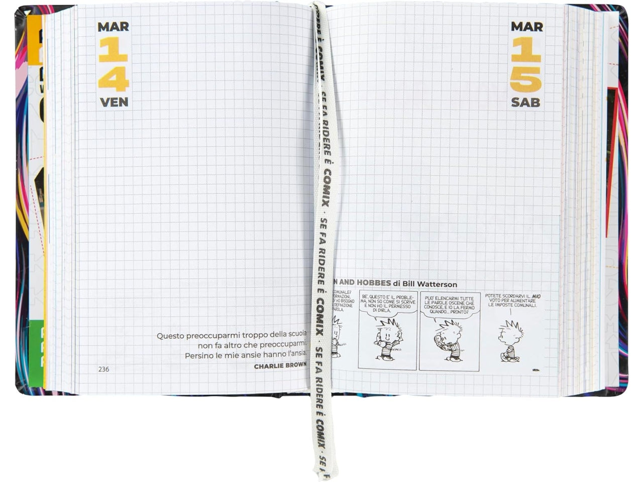 Diario agenda Comix mignon 16 mesi con copertina rigida multicolor, anno 2024/25, 9x12,5 cm