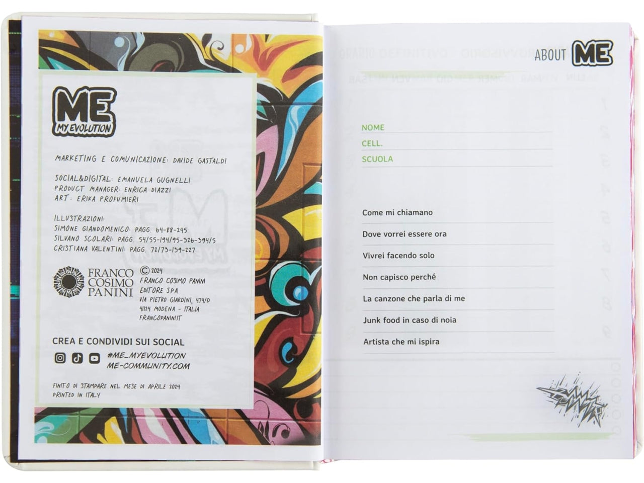 Diario agenda Me Love classic bianco medium, 16 mesi 2024/25, 12x16,5 cm - Franco Panini
