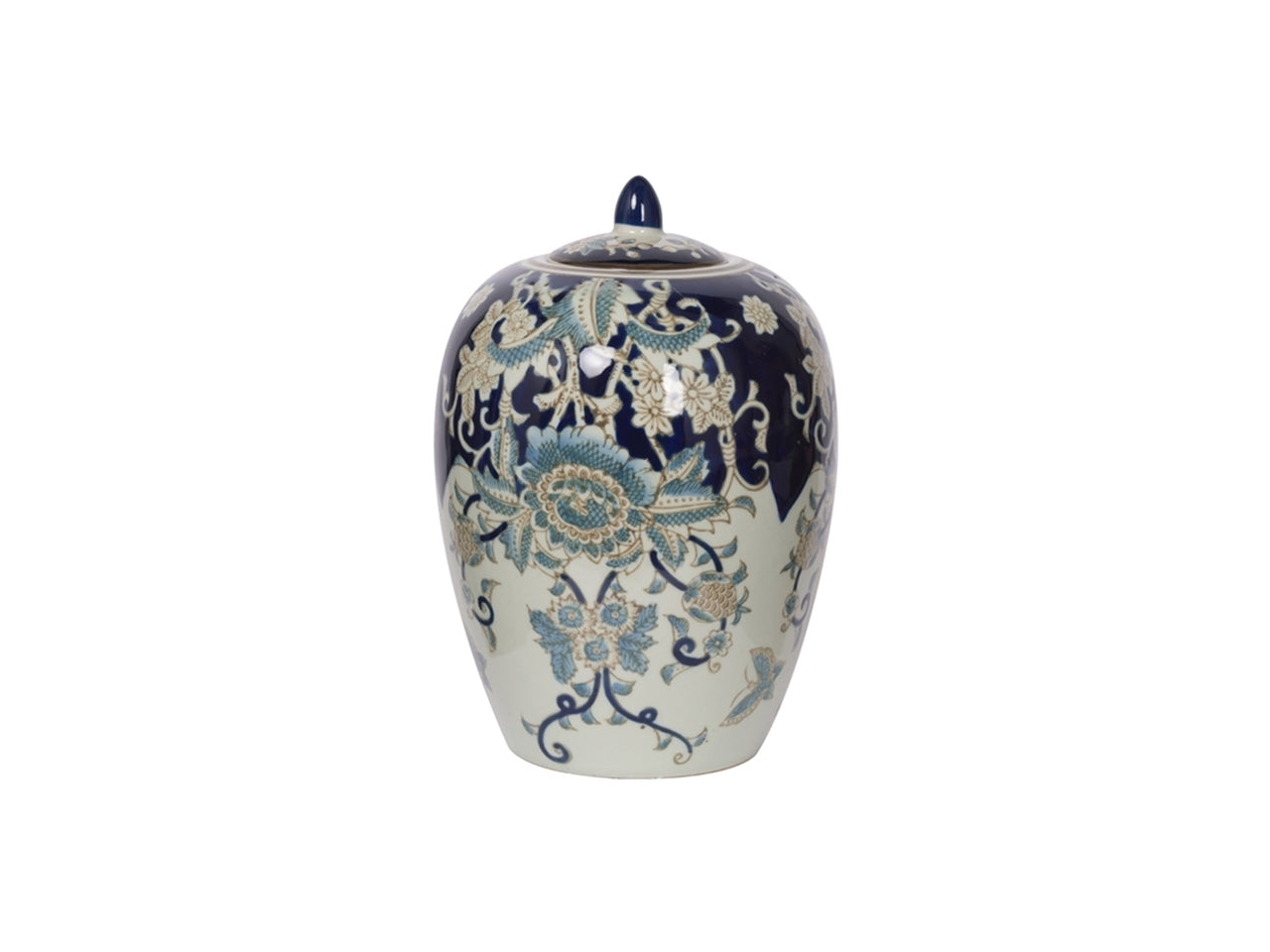 Vaso decorato blu d.20x29cm in porcellana