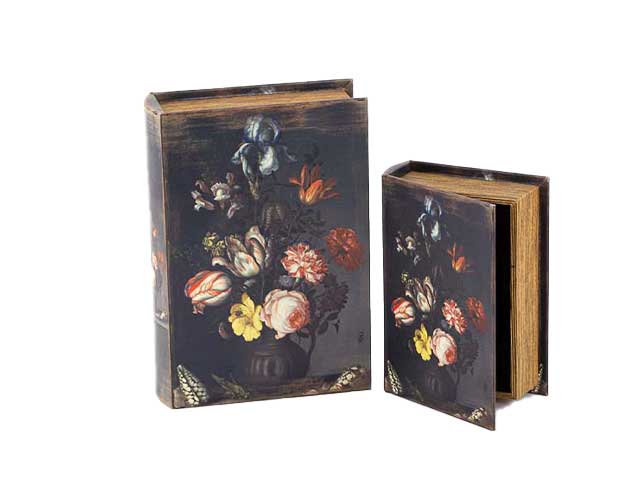 Conternitore libro 2 pezzi dec.fiori 129032