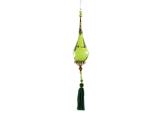 Pendente natalizio con nappa verde in acrilico 23cm