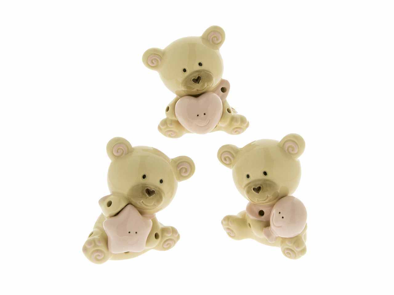 Pallino orso led rosa h.9cm 03a004