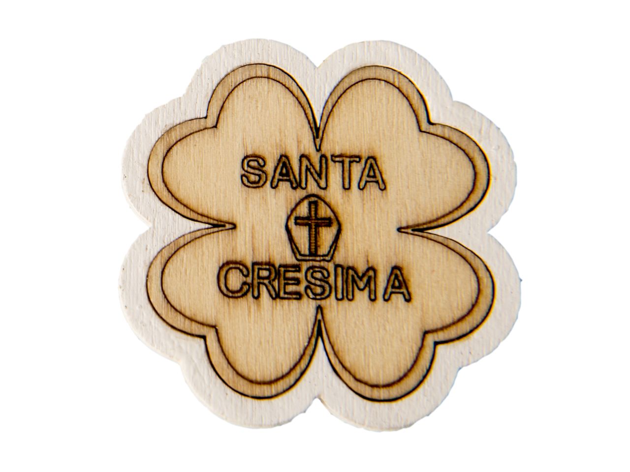 Decorazione in legno a forma di quadrifoglio per cresima 4,5cm - confezione da 12 quadrifogli