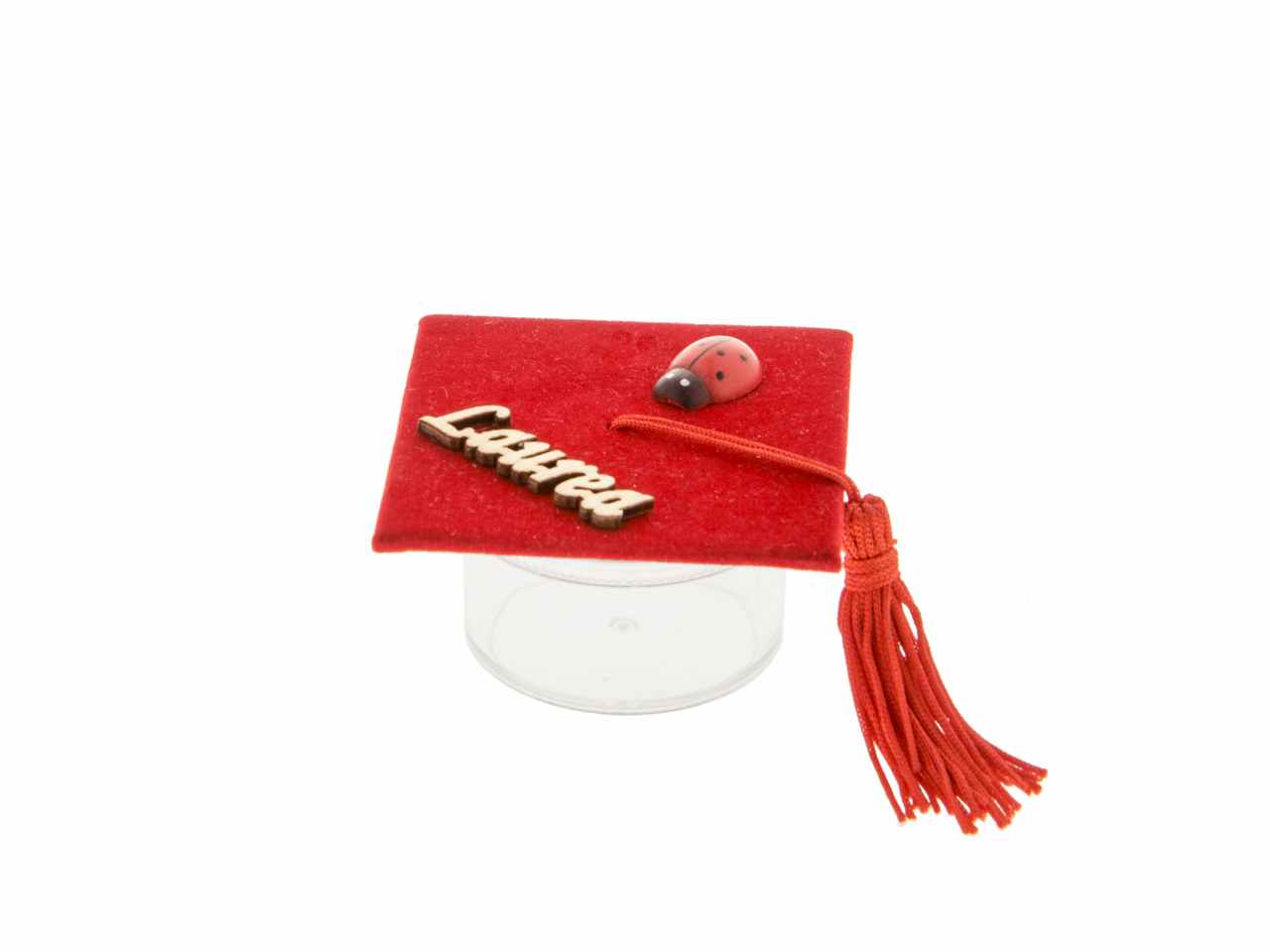 Laureando tocco scritta 7cm rosso sc580