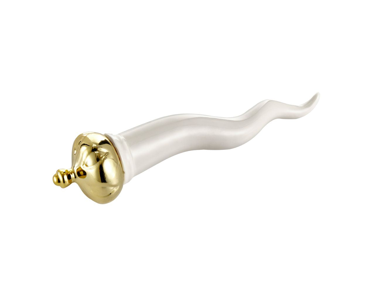 Corno bianco corona oro 21cm decorazione dipinta a mano in porcellana