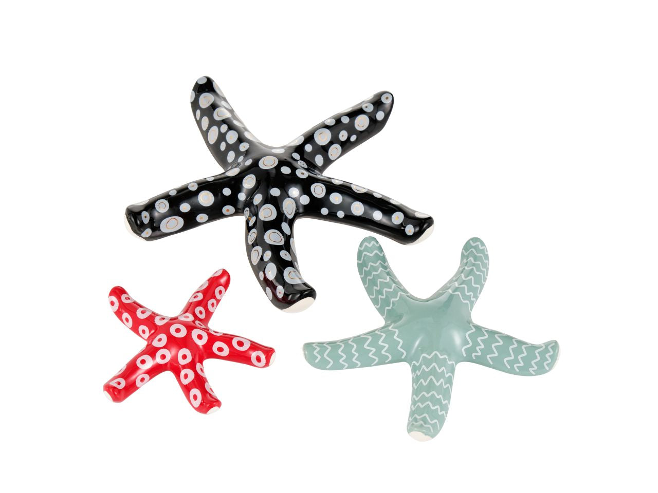 Stelle marine blu rossa e nera assortite