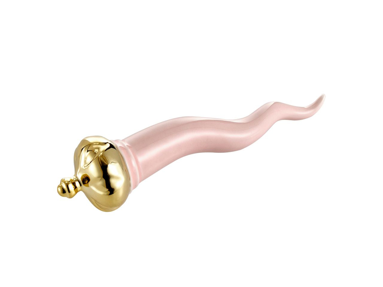 Corno cipria corona oro 21cm decorazione dipinta a mano in porcellana