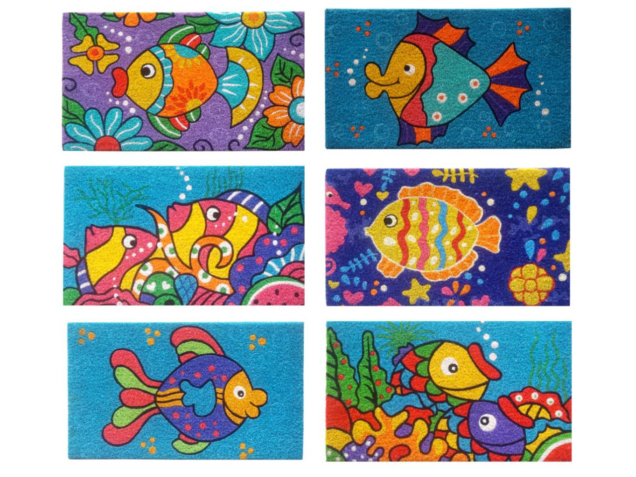 Zerbino cocco pesci colorati 6 disegni assortiti 70x40cm