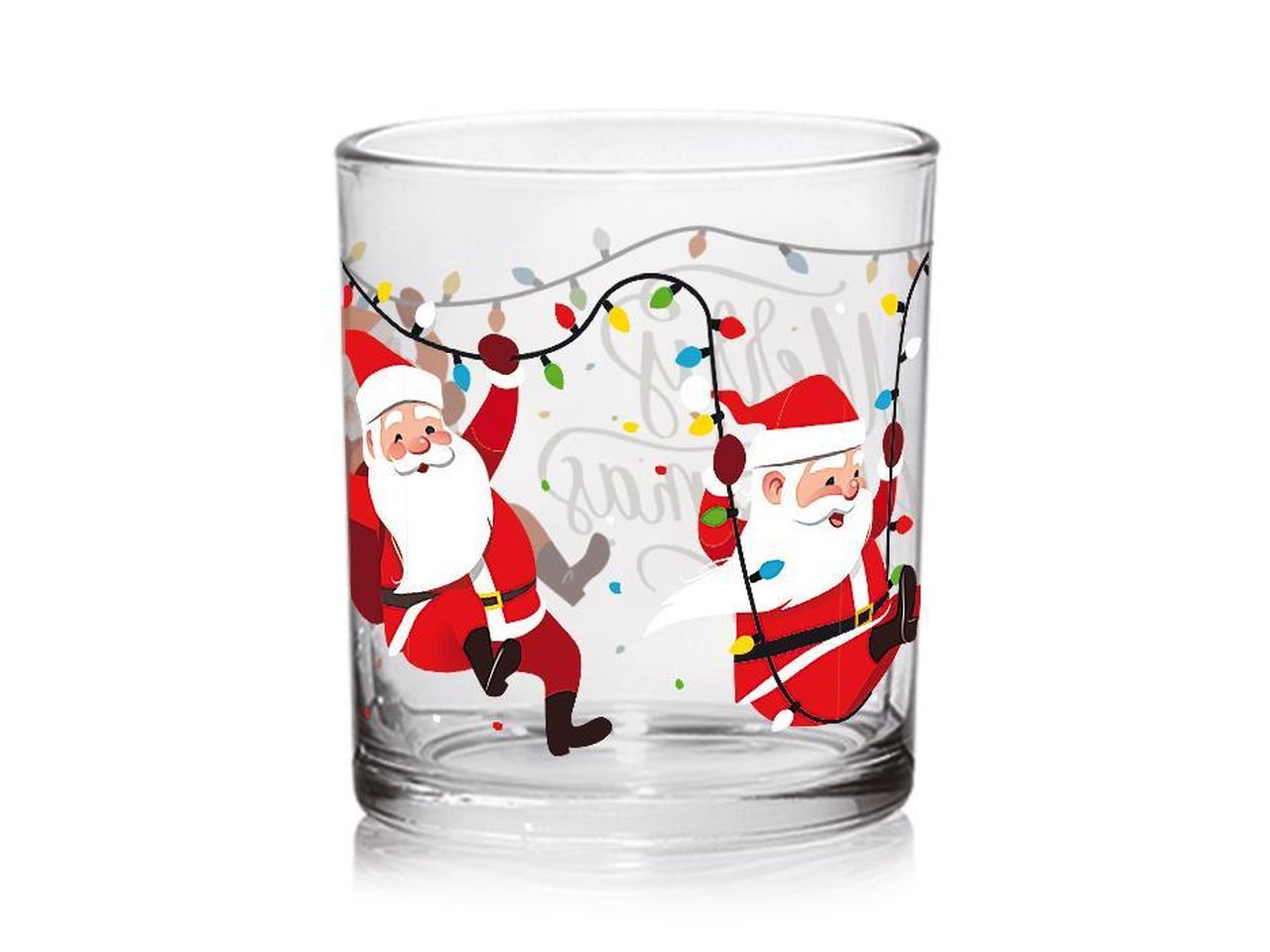Bicchiere per acqua modello linda capacita' 220cc misura d.74xh.83mm in vetro con decorazione christmas swing - la confezione comprende 3 bicchieri