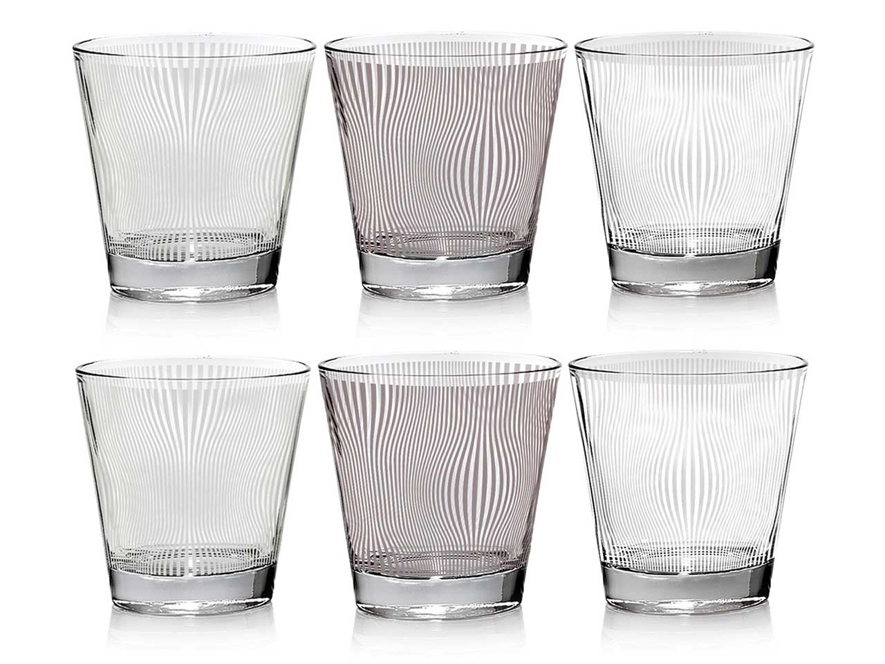 Bicchiere modello nadia per acqua capacita' 250cc con decorazione dune in 3 assortimenti - la confezione comprende 6 bicchieri