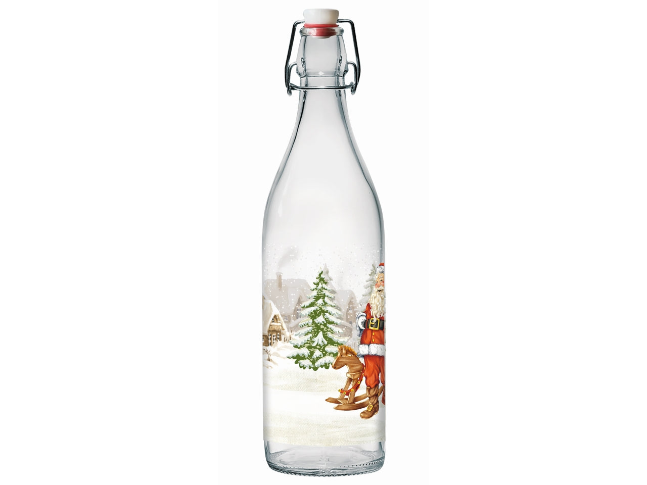 Bottiglia da tavola in vetro natalizia 1l decorazione babbo natale - Cerve
