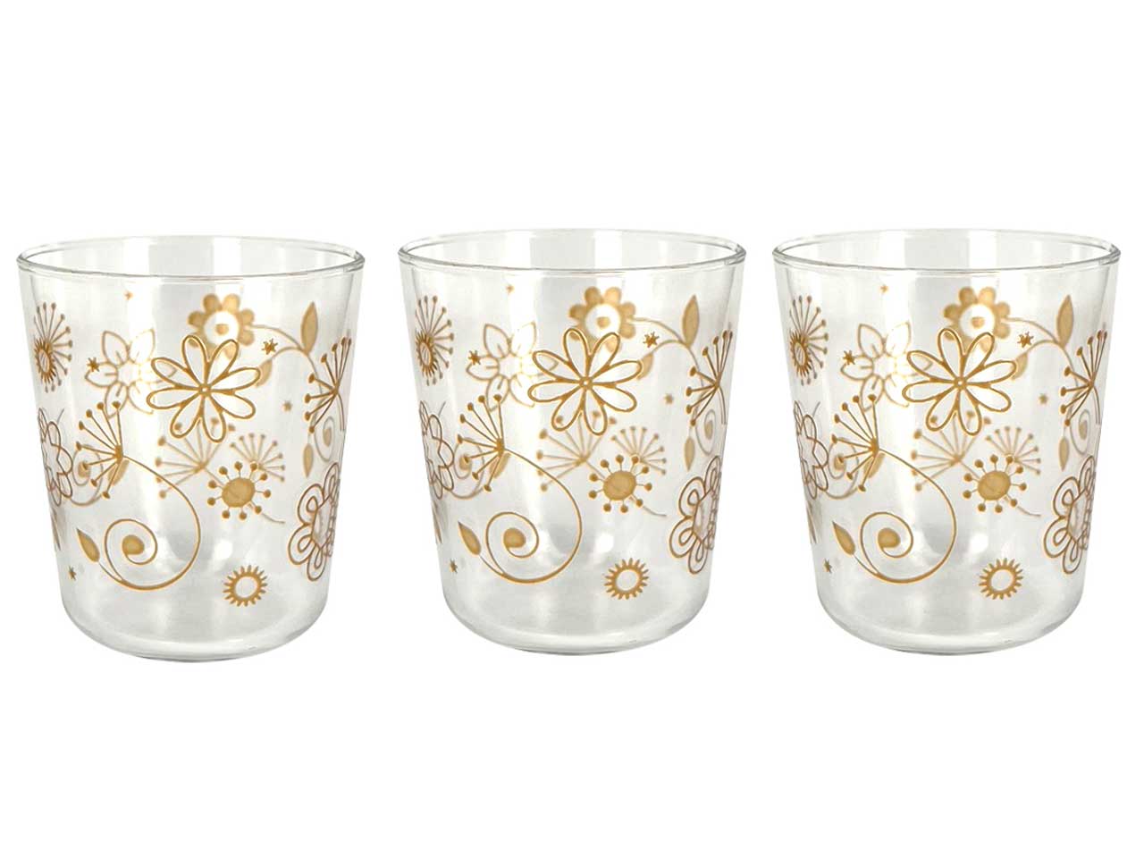 Bicchieri acqua in vetro 315cc Simply flower ambra, confezione da 3 bicchieri - Cerve