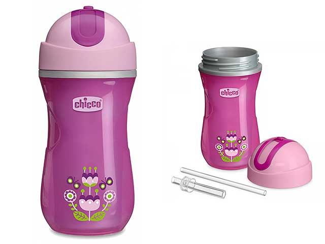 Chicco Sport Cup Bicchiere Antigoccia in Silicone 266 ml Rosa