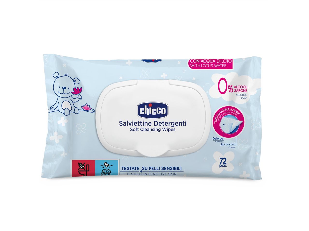 Chicco salviettine detergenti - la confezione contiene 72 salviettine