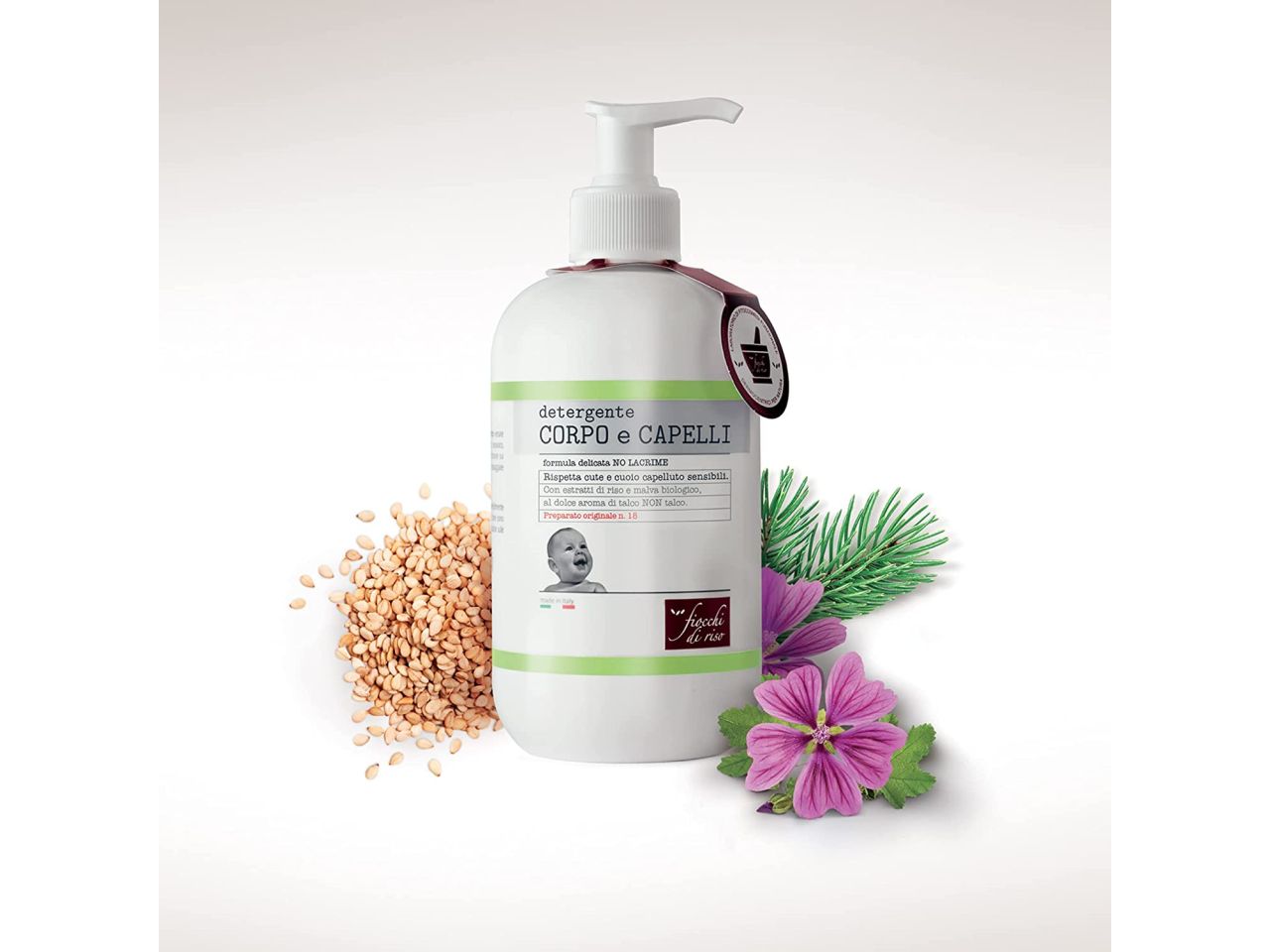 Fiocchi di riso detergente corpo e capelli 400ml talco