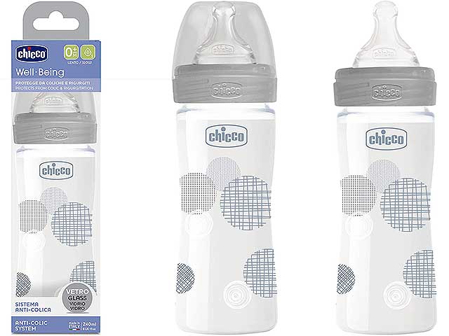 Chicco Biberon Benessere 240ml Flusso Lento in Vetro  Neutro