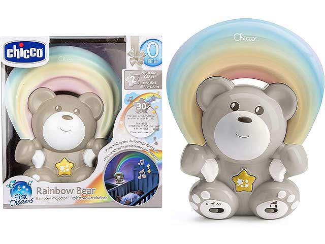 Chicco Rainbow Bear Proiettore Musicale Luce Notturna con Musica Rilassante