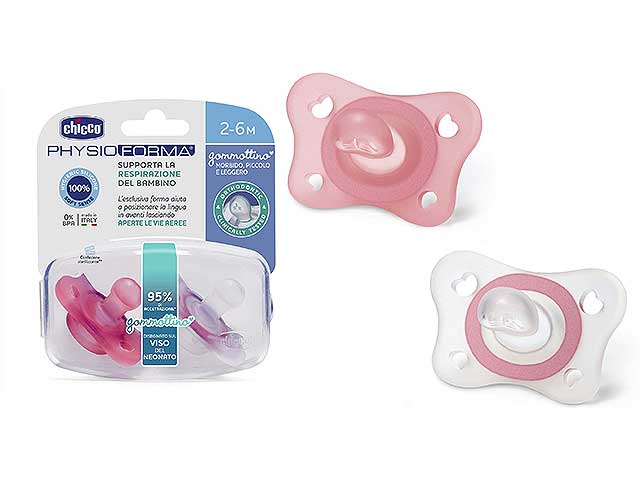 Chicco PhysioForma Ciuccio in Silicone 2-6 Mesi Set Gommottini Rosa