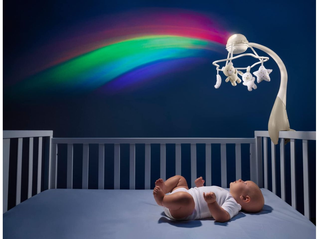 Chicco Giostrina Musicale Arcobaleno Blu Giostrina con Melodie e Proiezione Arcobaleno