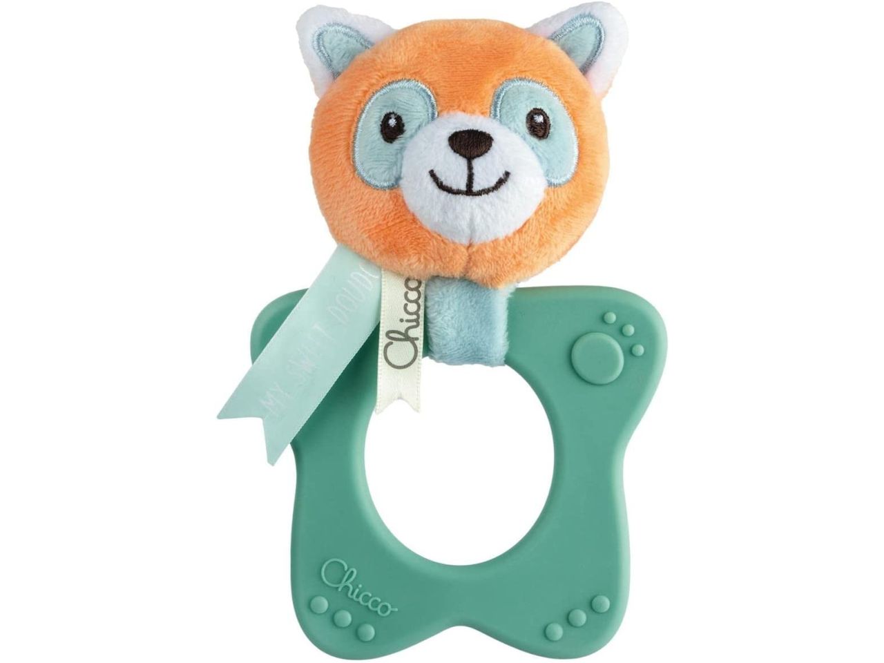Chicco Sonaglio Panda Rosso Peluche Morbido con Massaggiagengive in Plastica Morbida  3-18 Mesi