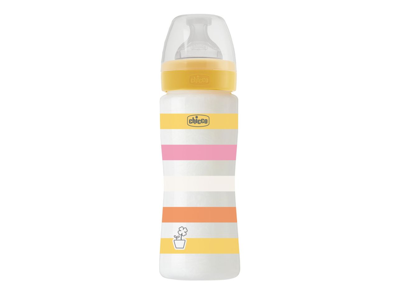 Chicco Biberon Benessere Flusso Rapido Giallo con Tettarella Physio in Silicone 250 ml 2 Mesi+