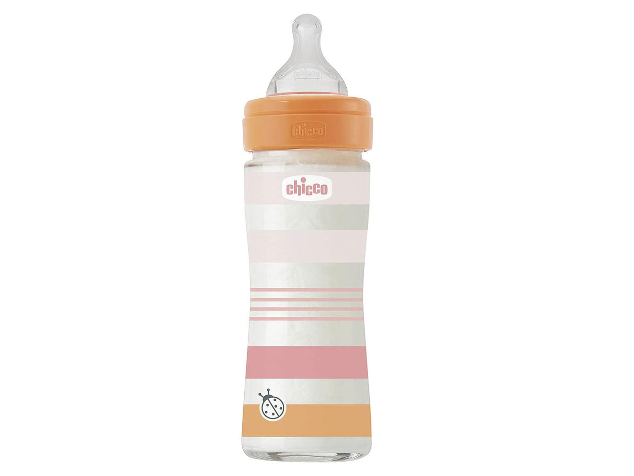 Biberon Chicco Benessere Flusso Lento, con Tettarella Physio in Morbido Silicone e Finitura Soft Sense, Anticolica, Riduce Rigurgito e Irritabilità, Bottiglia in Vetro da 240 ml, 0 Mesi+, Bambina