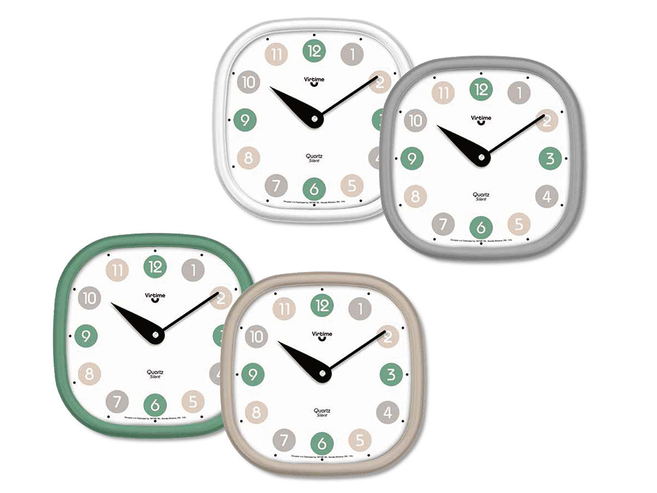 Orologio da parete in abs 25,4x25,4cm con movimento silenzioso e quadrante bianco
