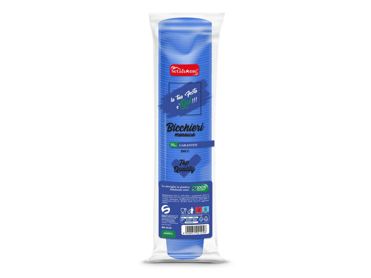 Bicchieri plastica blu monouso 200cc ideale per feste e outdoor - 100% riciclabili - 50 pezzi