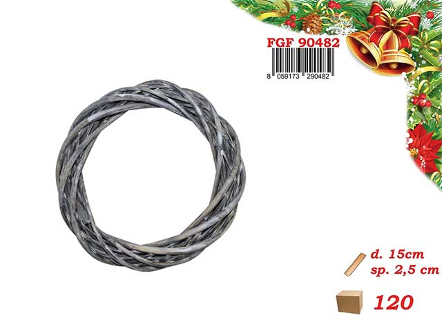 Corona legno 15x2,5cm grigia