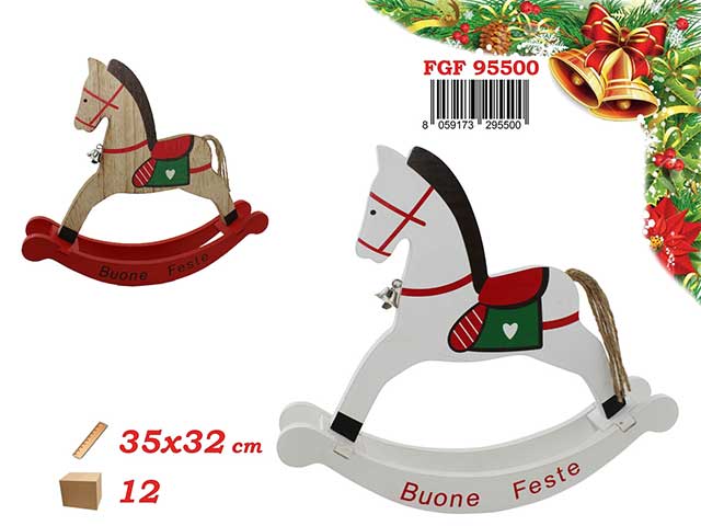Cavallo dondolo legno 35x32cm