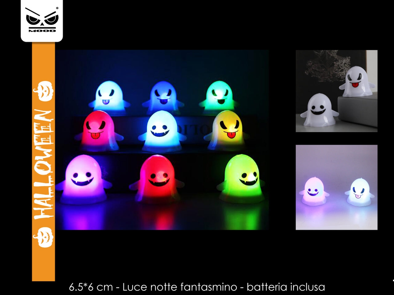 Luce notte fantasmi 6,5x6cm a batteria
