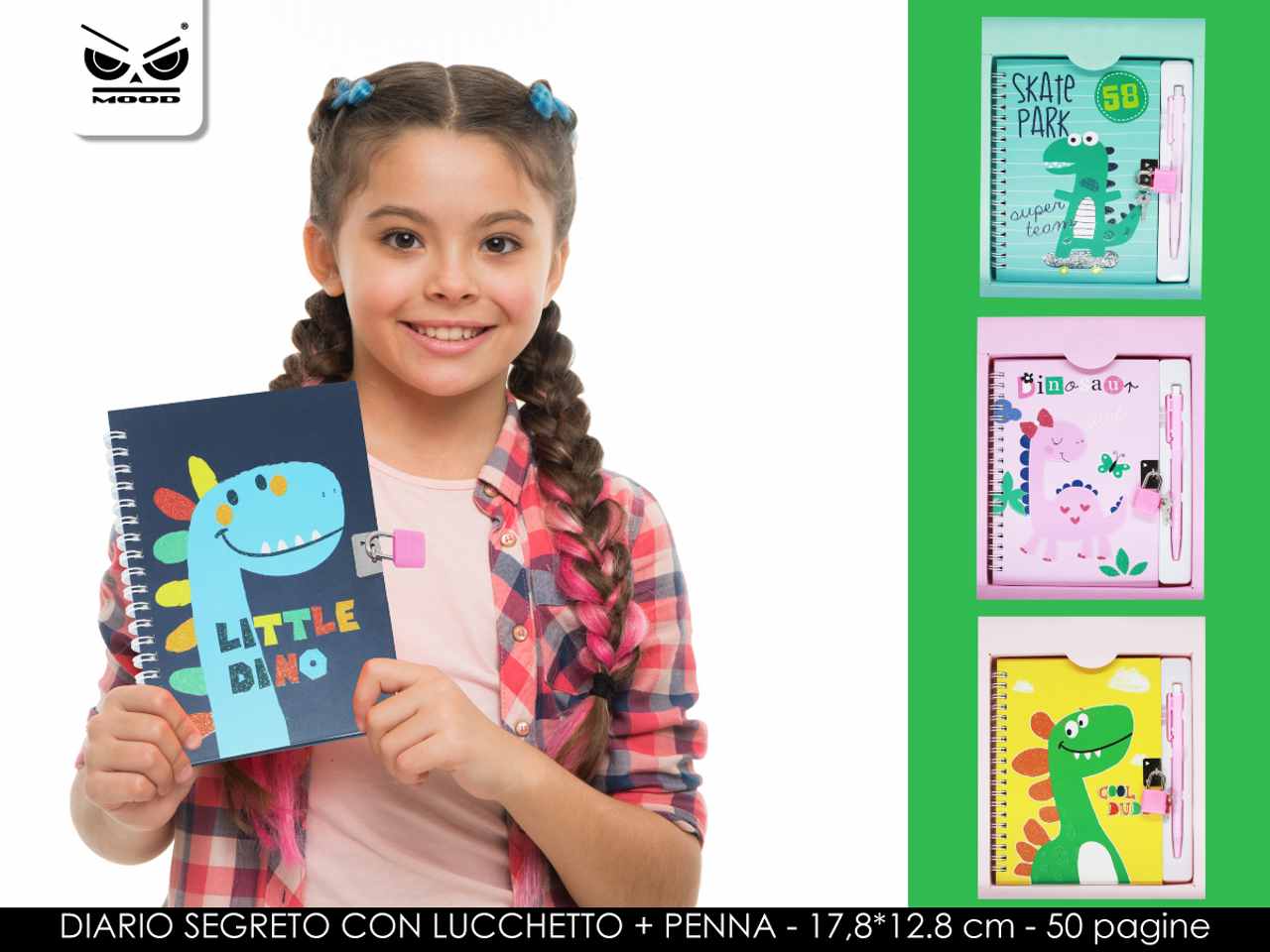 Diario segreto dinosauro a spirale con penna