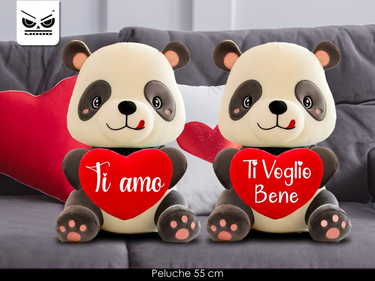 Peluche panda con cuore 55cm