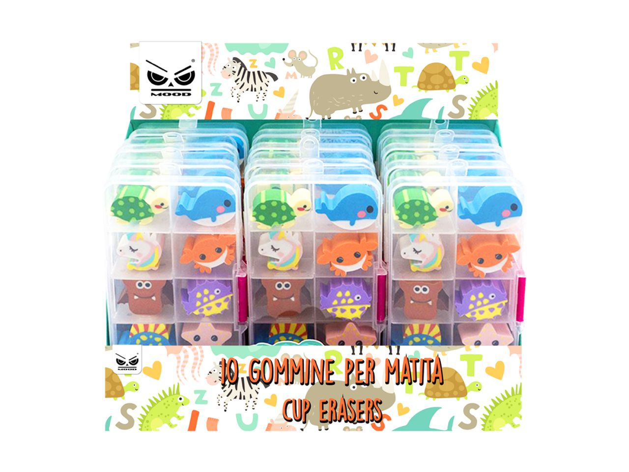 Gommine cappuccio matite misura 12,5x6,5x2,2cm singola gommina 2,5cm - la confezione comprende 10 gommine