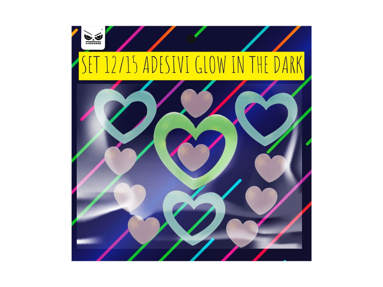 Set da 12 o 15 adesivi glowing in the dark assortiti
