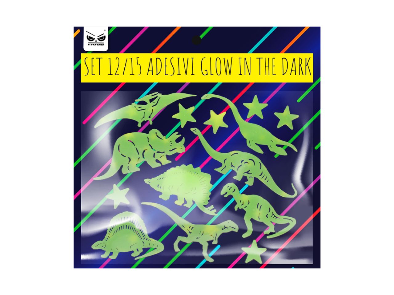 Set da 12 o 15 adesivi glowing in the dark assortiti