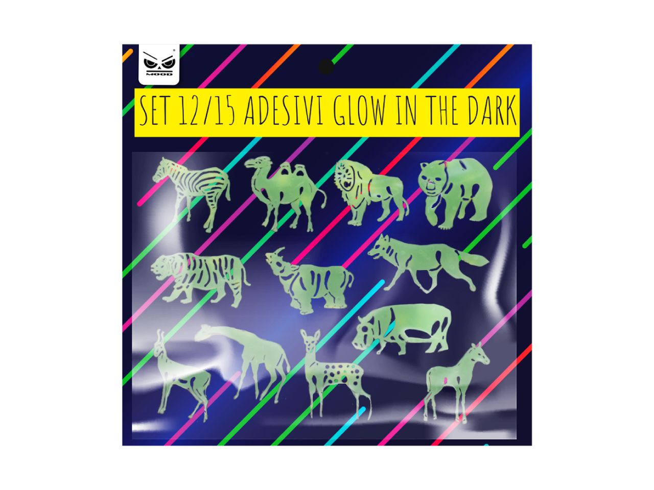 Set da 12 o 15 adesivi glowing in the dark assortiti