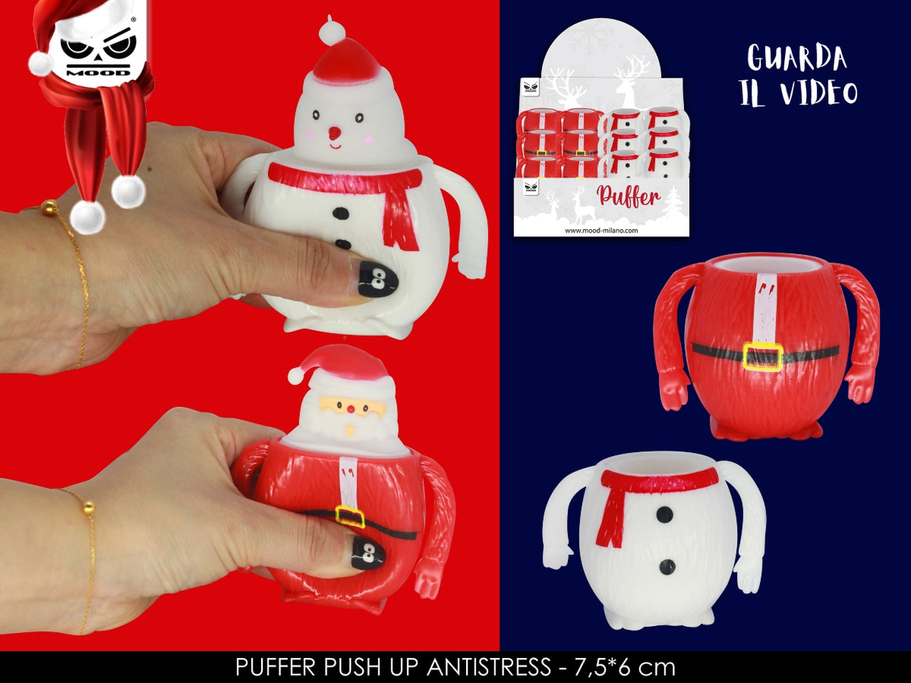 Puffer push up natalizio antistress 7,5x6cm