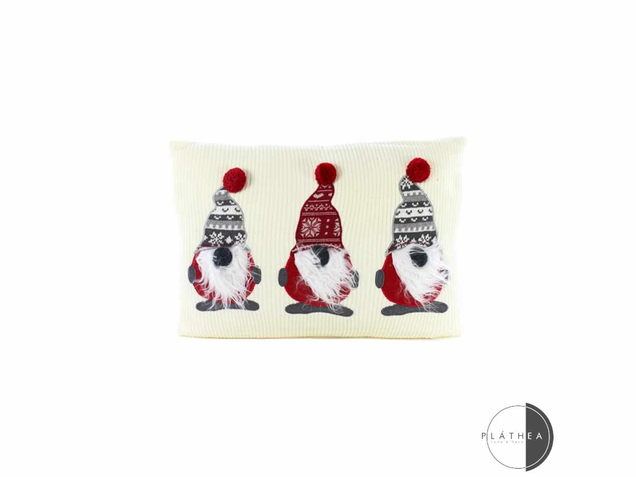 Cuscino con decorazioni gnomi 50x35cm bianco in poliestere