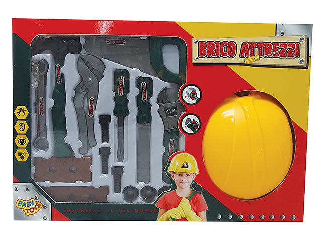 Set brico con attrezzi e casco in 2 assortimenti