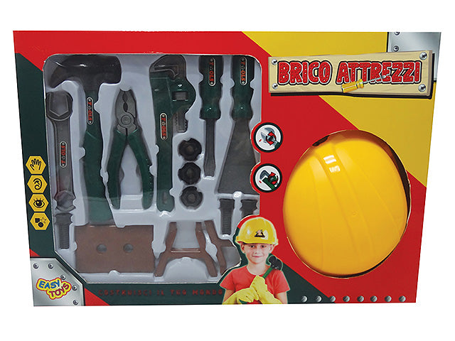 Set brico con attrezzi e casco in 2 assortimenti