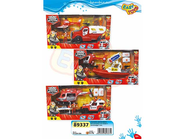 Squadra antincendio con mezzi in 3 assortimenti