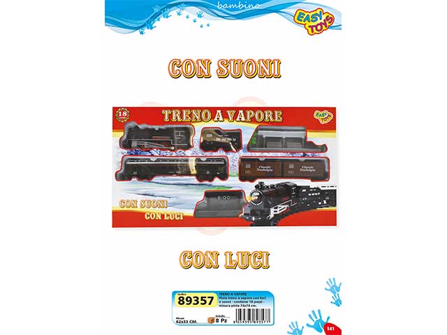Pista treno a vapore c/luci/suoni 89357