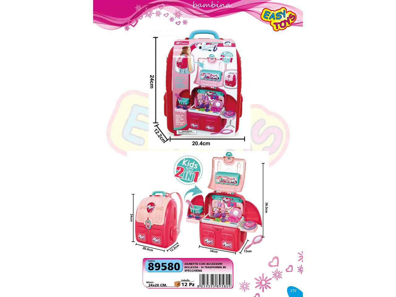 Zainetto con accessori bellezza