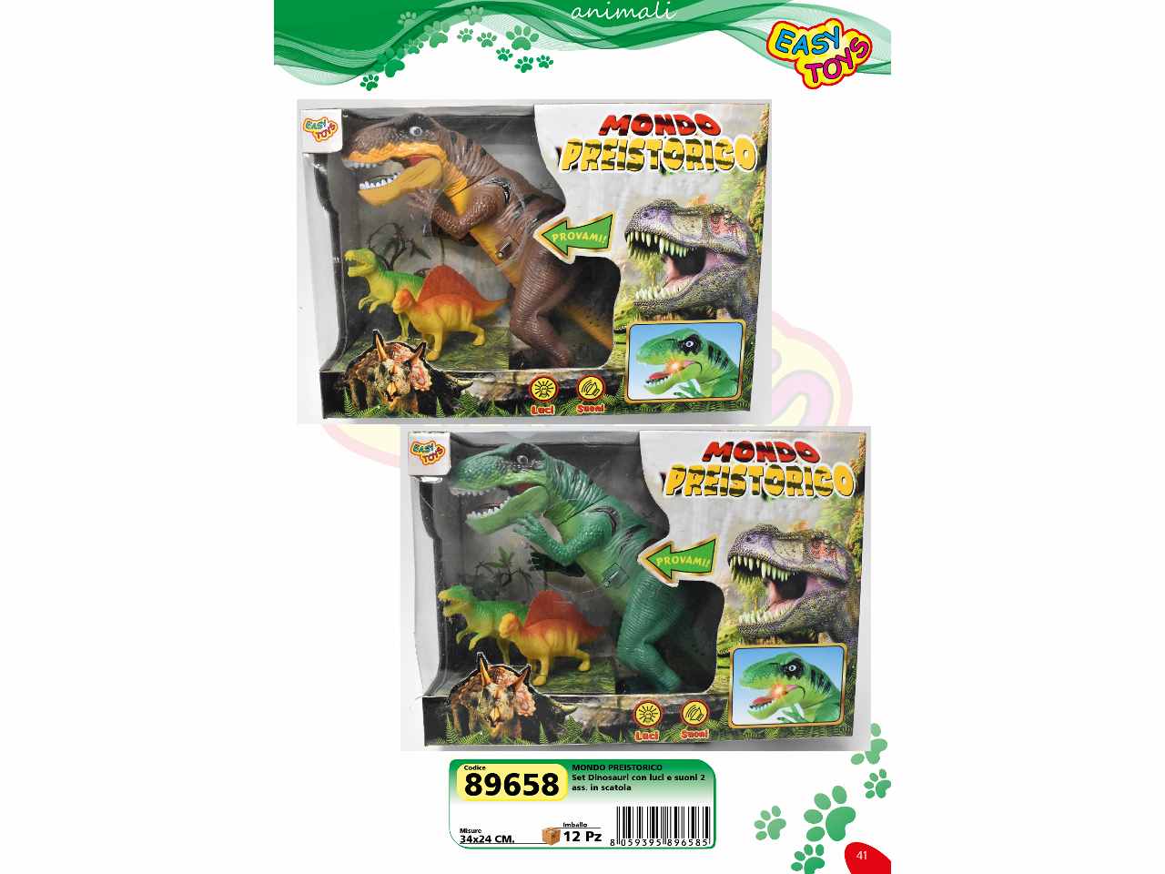 Animali dinosauro c/luci 89658