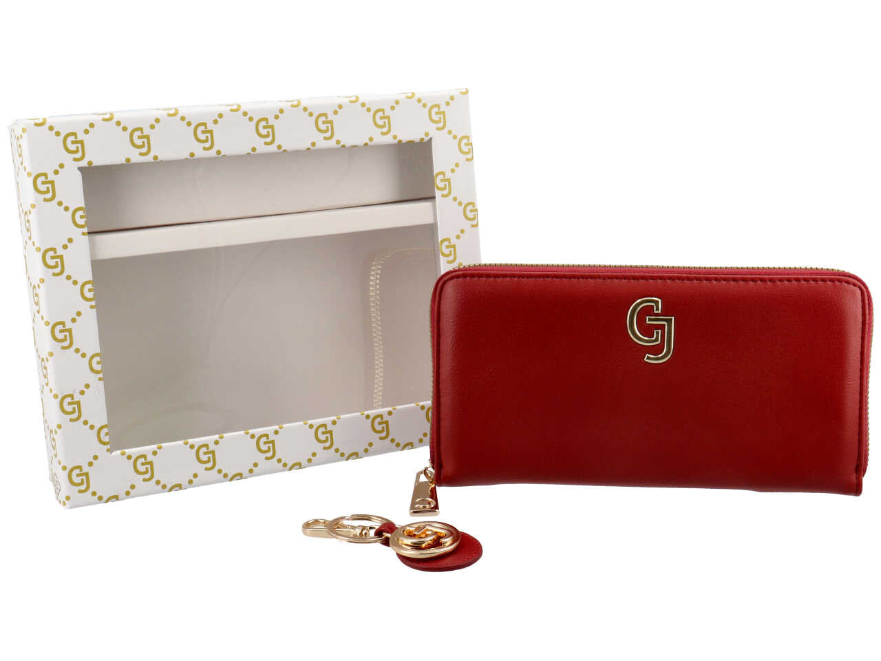 Portafoglio zip around con portachiavi stella collection rosso scuro 100% polyurethane