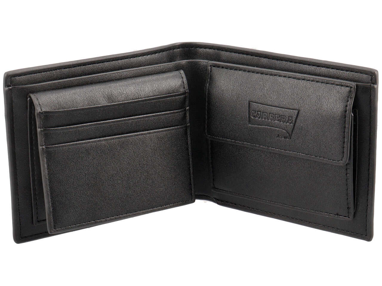 Portafoglio trifold con porta documenti e cintura carbon collection nero 100% polyurethane